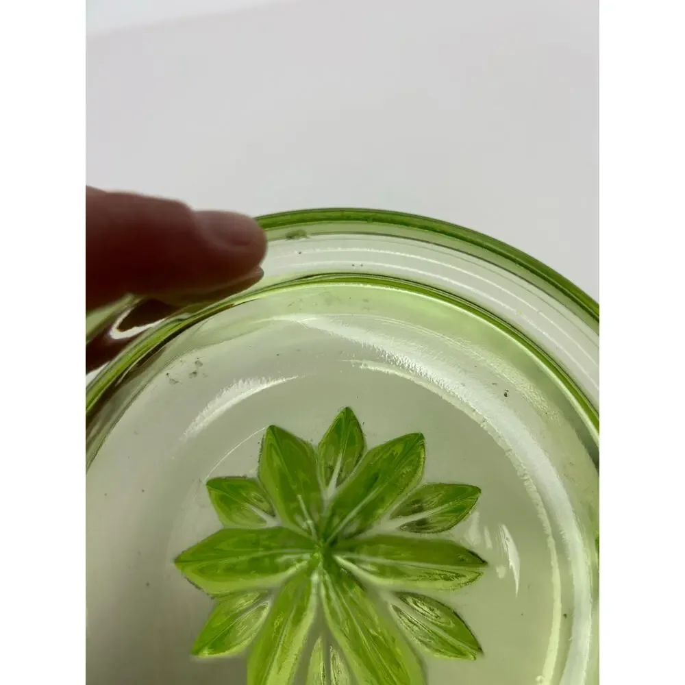 Vintage Antique Green Clear Depression Glass Uranium Glass Juicer